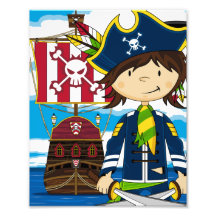 Cute Pirate and Ship Photo Print