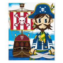 Cute Pirate and Ship Photo Print