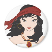 Cute Pirate Girl Refrigerator Magnet