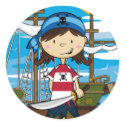 Cute Pirate Girl Sticker Sheet
