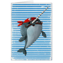 Cute Pirate Narwhal Card