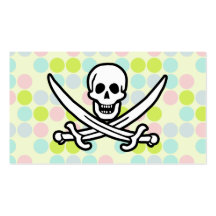 Cute Pirate; Pastel Colors, Polka Dot Business Card Template