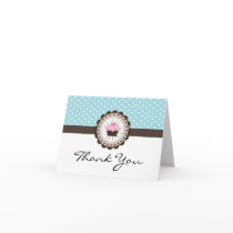Cute Polk a Dot Cupcake Thank You Card