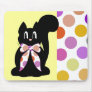 Cute Polka Dot Black Kitty Cat Mousepad