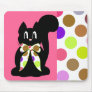 Cute Polka Dot Black Kitty Cat Mousepad