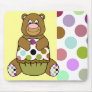 Cute Polka Dot Brown Birthday Bear Mousepad