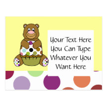 Cute Polka Dot Brown Birthday Bear Postcard