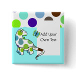 Cute Polka Dot Dinosaur Customizable Button