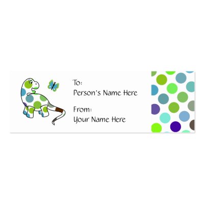 Cute Polka Dot Dinosaur Gift Tag by polkadotpizazz