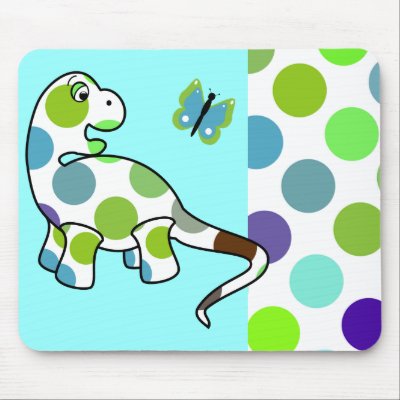 Cute Polka Dot Dinosaur Mousepad by polkadotpizazz
