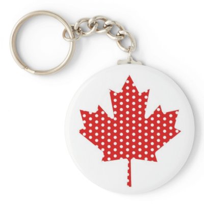 Cute Polka Dot Maple Leaf Canada Flag Tees, Gifts Keychains by GeographyTees