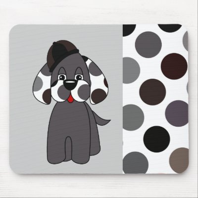 Cute Polka Dot Puppy Dog Mousepad by polkadotpizazz