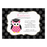 Cute Polka Dots Grad Owl Girl Graduation invitations