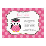 Cute Polka dots Grad Owl Girl Graduation invitations