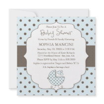 Cute Polka Dots Modern Baby Shower Invitation