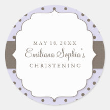 Cute Polka Dots Modern Christening Sticker