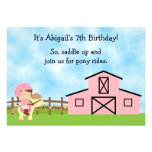 Cute Pony Rides Birthday Invitation for Girls