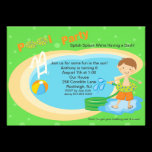 Cute Pool Party Boys Birthday Invitation invitations