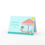 Cute pool party girl's birthday card invitation