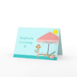 Cute pool party girl's birthday card invitation