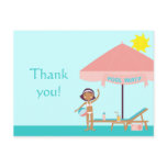 Cute pool party girl's thank you postcard
