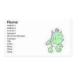 cute pouting green fang monster business card
