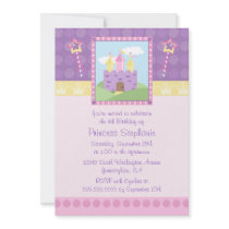 Cute princess party castle birthday invitation