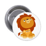 Cute Protective Dad Lion and Cub Button Badge buttons