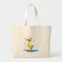 cute puddle duck in the rain bags