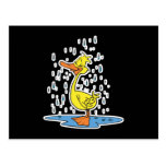 cute puddle duck in the rain postcard