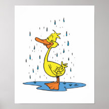 cute puddle duck in the rain print