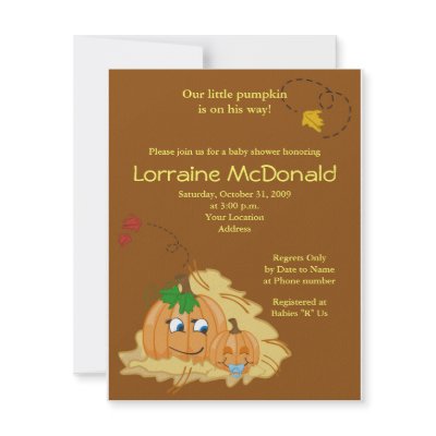 Cute Pumpkin Autumn Fall Baby Shower Invitation by allpetscherished