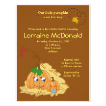 Cute Pumpkin Autumn Fall Baby Shower Invitation