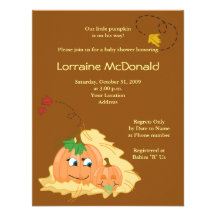 Cute Pumpkin Fall Autumn Baby Shower Invitation