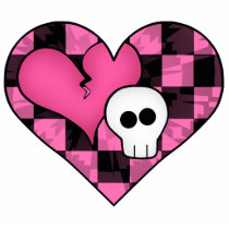 Cute punk hot pink and black heart and skull photo sculptures