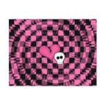 Cute punk hot pink and black heart and skull postcards
