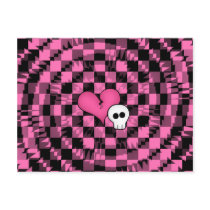 Cute punk hot pink and black heart and skull postcards