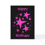 Cute punk hot pink stars birthday for girl card