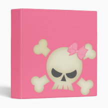 Cute Punk Skull and Bow (pink) Binder