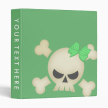 Cute Punk Skull & Bow (green) Binder