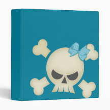 Cute Punk Skull & Bow (teal) Binder
