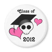 Cute punk skull graduation locker or fridge magnets