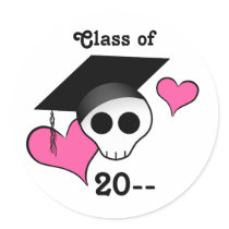 Cute punk skull graduation sticker