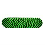 Cute punk wavy squares neon green and black custom skateboard