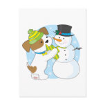 Cute Puppy and Snowman Postcards