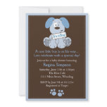 Cute Puppy Dog Baby Shower Invitation Blue