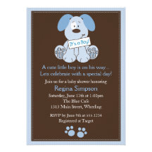 Cute Puppy Dog Baby Shower Invitation Blue