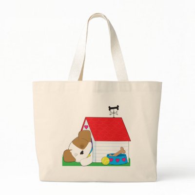 Cute Puppy Dog House Tote Bag by mariabellimages