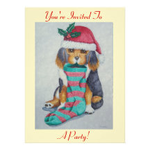 cute puppy dog illustration christmas invitation