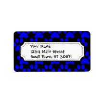 Cute Puppy Dog Paw Prints Blue Black Personalized Address Labels